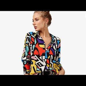 Colorful Woemns Button Down